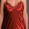 Allusion Long Nightgown Front Detail Burgundy